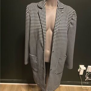 Black and white houndstooth blazer retro vintage deep pockets